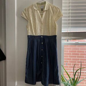 Anthropologie HD in Paris Lace Chambray Dress | Size US 2